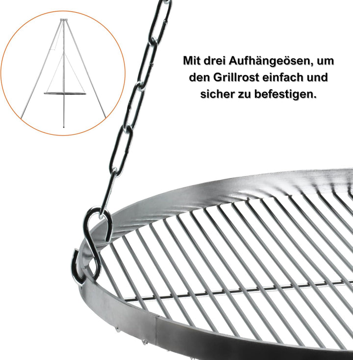 Brandsseller Edelstahl Grillrost Ø 60 cm Schwenkgrill geeignet AISI 201 rostfrei runder BBQ-Rost leb