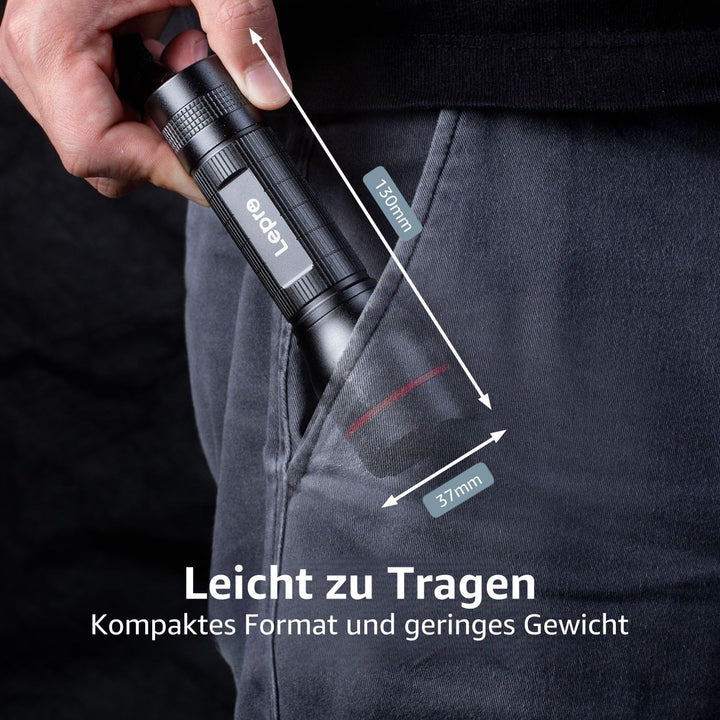 Lepro LED Taschenlampe, LE2000 Extrem Hell LED Taschenlampen mit 5 Modi, Zoombare Camping Handlampe,