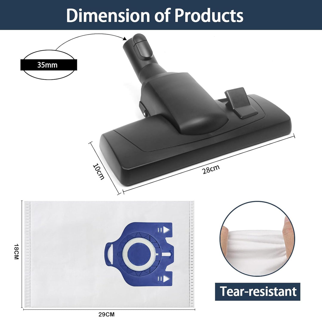 1 Miele Staubsaugerdüse/Bodendüse + 6 Beutel für Miele S8,S6,S5,S4,S2, S1,C1,C2,C3,H1, für Miele Cla