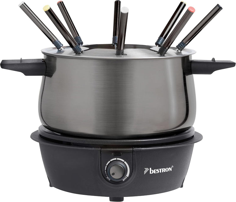 Bestron elektrisches Fondue Set für bis zu 8 Personen, mit 8x Fonduegabeln & stufenlosen Thermostat,