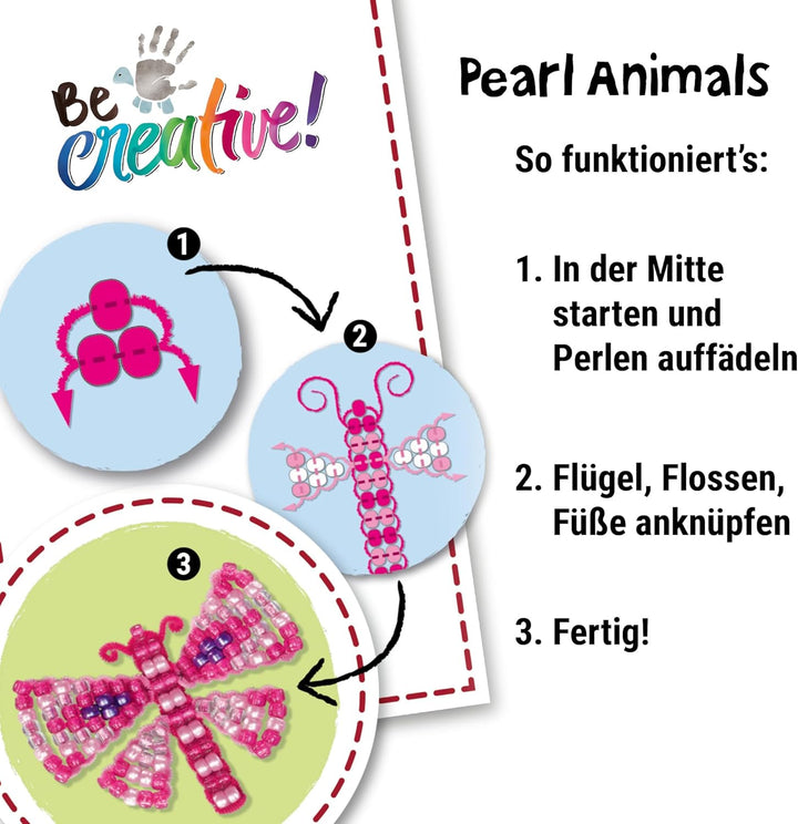 Ravensburger BeCreative Pearl Animals - Bastelset für Kinder ab 6 Jahre, Perlentiere basteln für Mäd