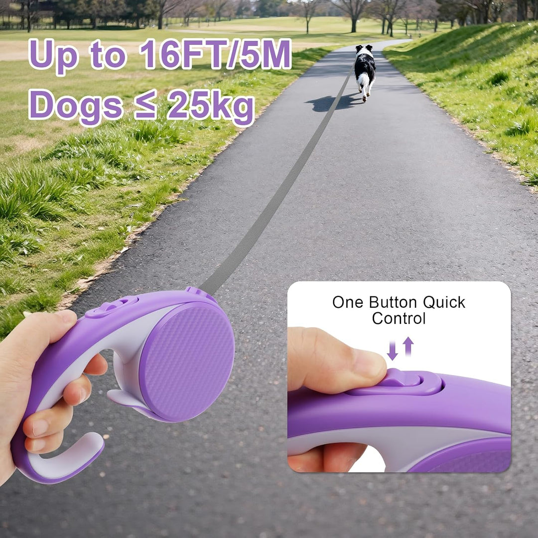 Einziehbare Hundeleine, 5 m, mit rutschfestem, ergonomischem Griff für kleine und mittelgrosse Hunde