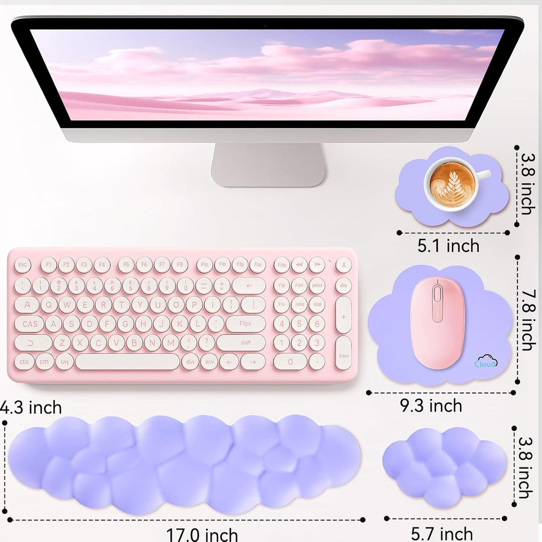 Sushret Memory‑Schaum Cloud Handballenauflage Tastatur‑Set, 4‑in‑1: Ergonomische Tastatur Handballen