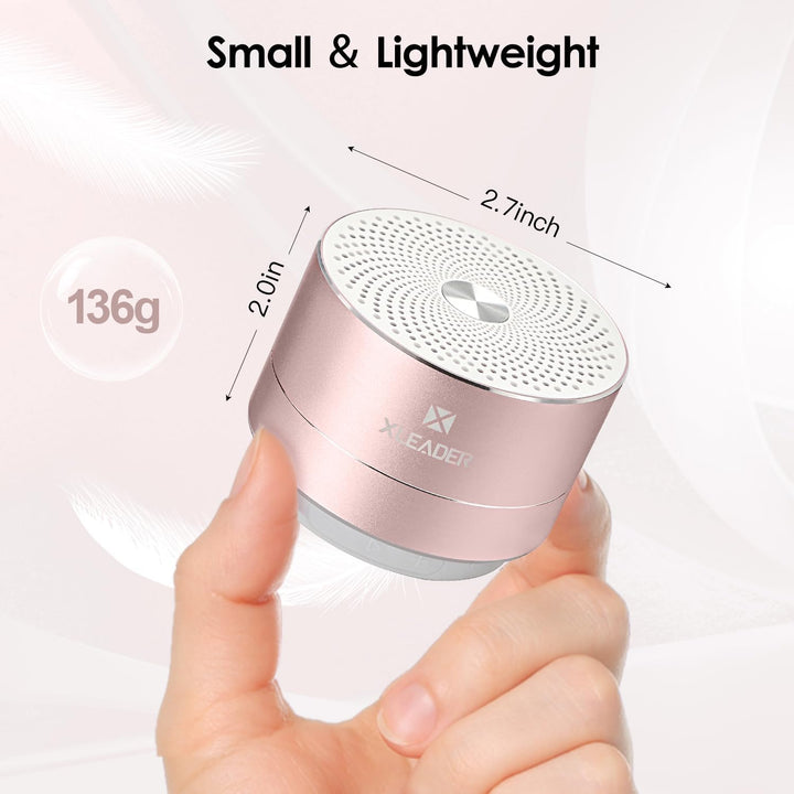 XLeader Dusche Lautsprecher, Rosa Mini Bluetooth Lautsprecher, IPX7 Wasserdicht, 5W Klar Sound&Reich