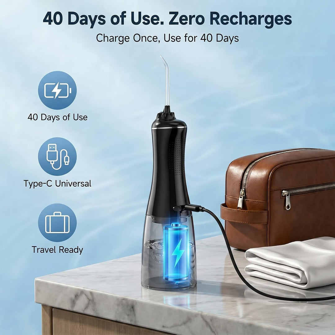 Munddusche Kabellos Elektrischer Zahnreiniger 350ML Wassertank Munddusche, 6 Multifunktionale Jet-Ti
