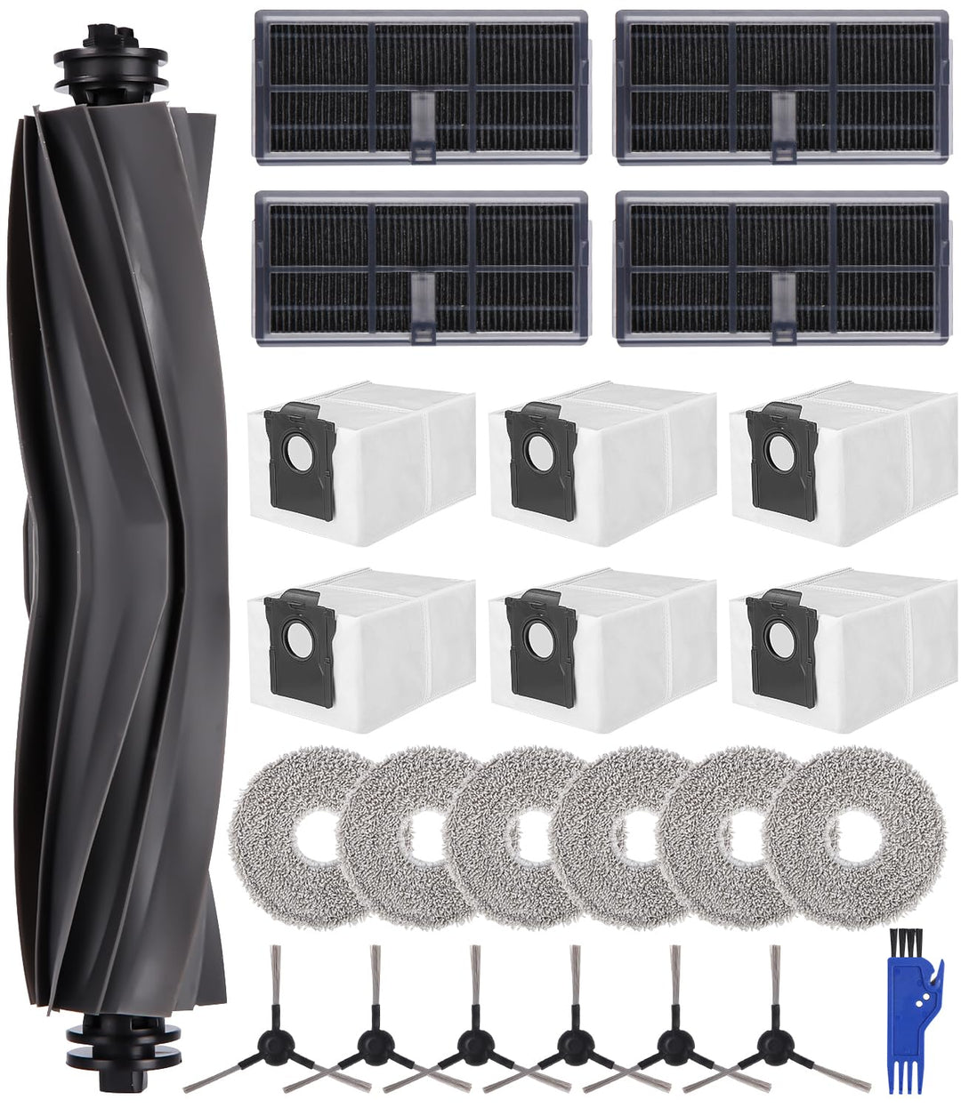 24 Stück Zubehörset für Dreame L10s Pro Ultra Heat, 1 Hauptbürste, 6 Staubbeutel, 6 Tücher, 4 Filter