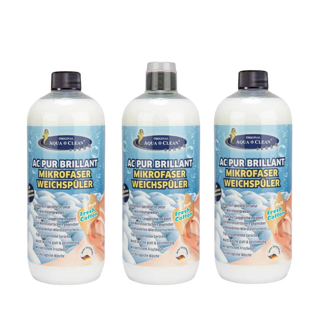 AQUA CLEAN PUR Brillant Weichspüler für Mikrofaser 3x 1l Fresh Cotton