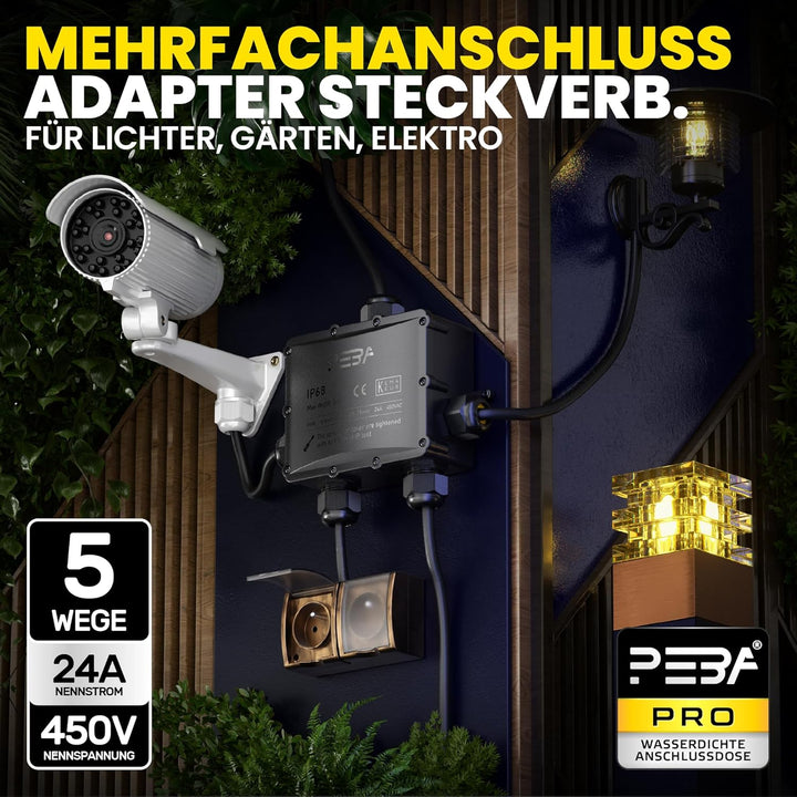 PEBA Abzweigdose IP68 Verteilerdose Wasserdichte Kabelverbinder Klemmdose für Aussen 5-Wege für Kabe