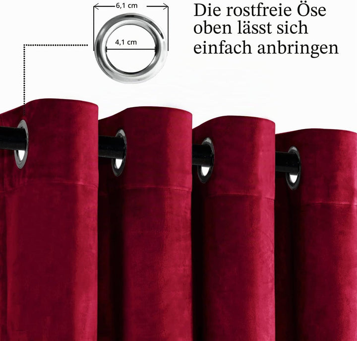JIUZHEN Verdunklungsvorhang aus Samt,2er Set weiche blickdichte Gardinen mit Ösen für Schlafzimmer,1