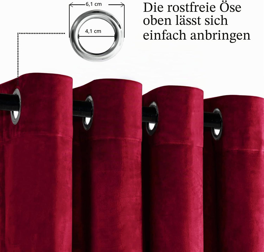 JIUZHEN Verdunklungsvorhang aus Samt,2er Set weiche blickdichte Gardinen mit Ösen für Schlafzimmer,1