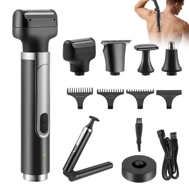 Elektrisch Rückenrasierer Herren, 4 in 1 Mens Rasierer Herren, Trimmer for Herren mit Faltbarem Grif