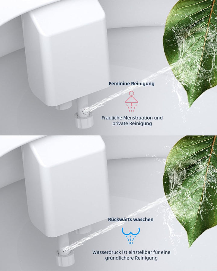 Hibbent Nicht Elektrisch Bidet Toilettenaufsatz mit Einziehbare selbstreinigende Doppeldüsen, und He