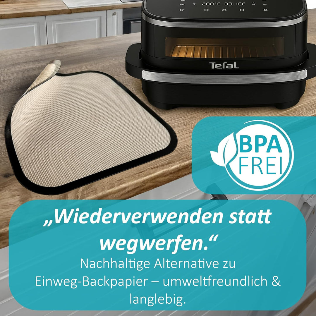 Dauerbackmatte Silikon Backmatte kompatibel mit Tefal Easy Fry XL Surface, Antihaft, Silikonmatte, L