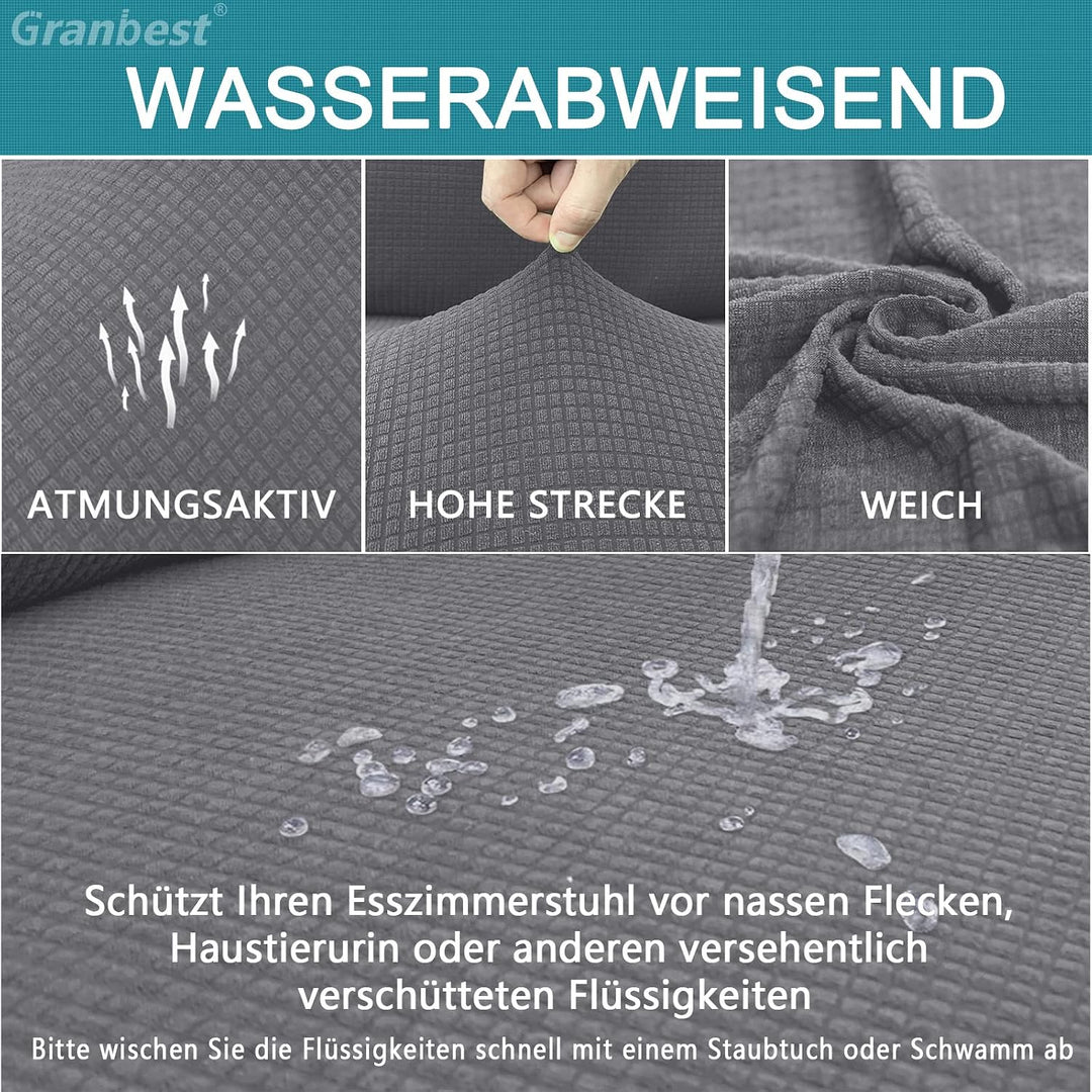 Granbest Premium Wasserdicht Esszimmerstuhl Abdeckungen Satz Von 6, Elastische Hohe Zurück Stuhlhuss