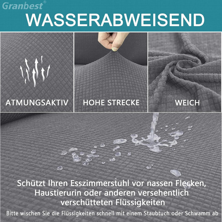 Granbest Premium Wasserdicht Esszimmerstuhl Abdeckungen Satz Von 6, Elastische Hohe Zurück Stuhlhuss