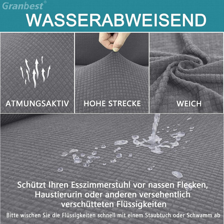 Granbest Premium Wasserdicht Esszimmerstuhl Abdeckungen Satz Von 6, Elastische Hohe Zurück Stuhlhuss