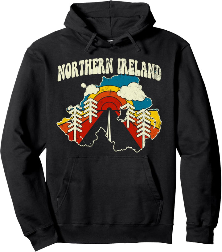 Northern Irland Vintage Irish Country Rainbow Retro Karte der 70er Jahre Pullover Hoodie
