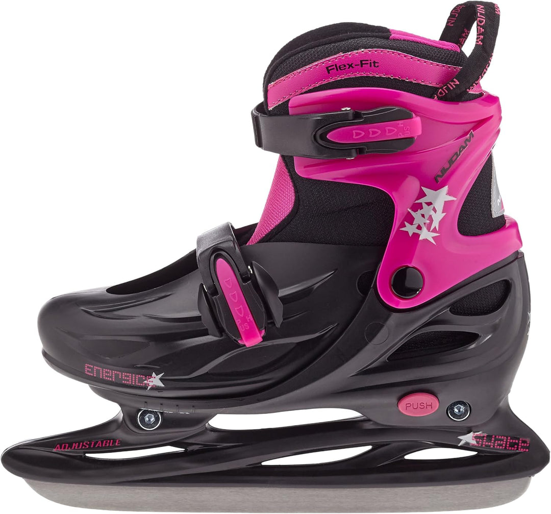 Nijdam Kinder Eishockeyschlittschuhe Verstellbar 34-37 Schwarz/Fuchsia, 34-37 Schwarz/Fuchsia