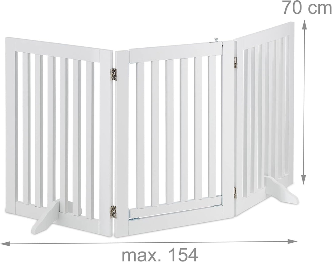 Relaxdays Absperrgitter, freistehendes Schutzgitter mit Tür, HxB: 70 x 154 cm, faltbar, mit Füssen,