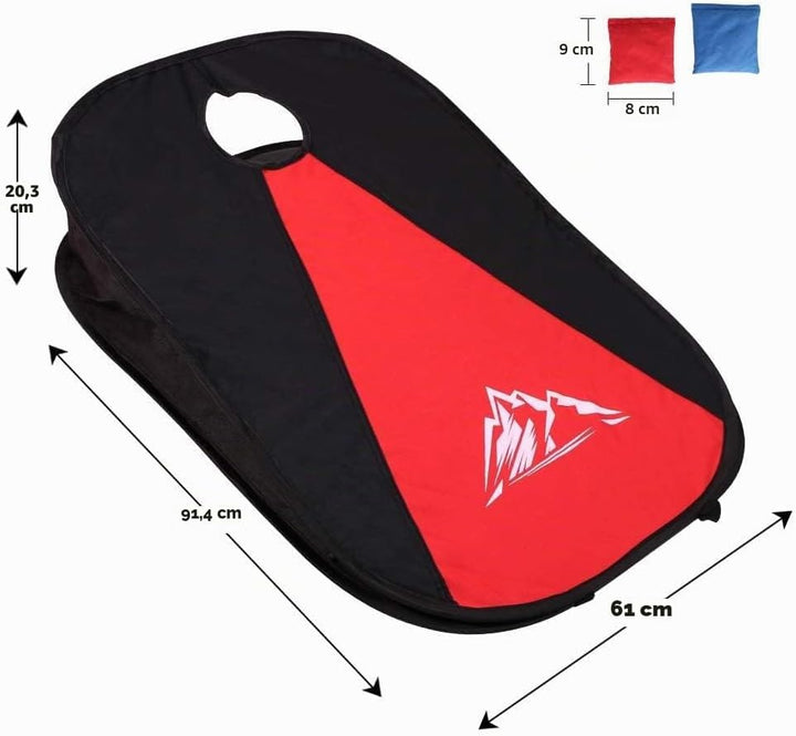 2-in-1 Collapsible Cornhole Säckchen, Portable Cornhole Spiel Outdoor mit PVC gerahmt, 10 Bohnensäck