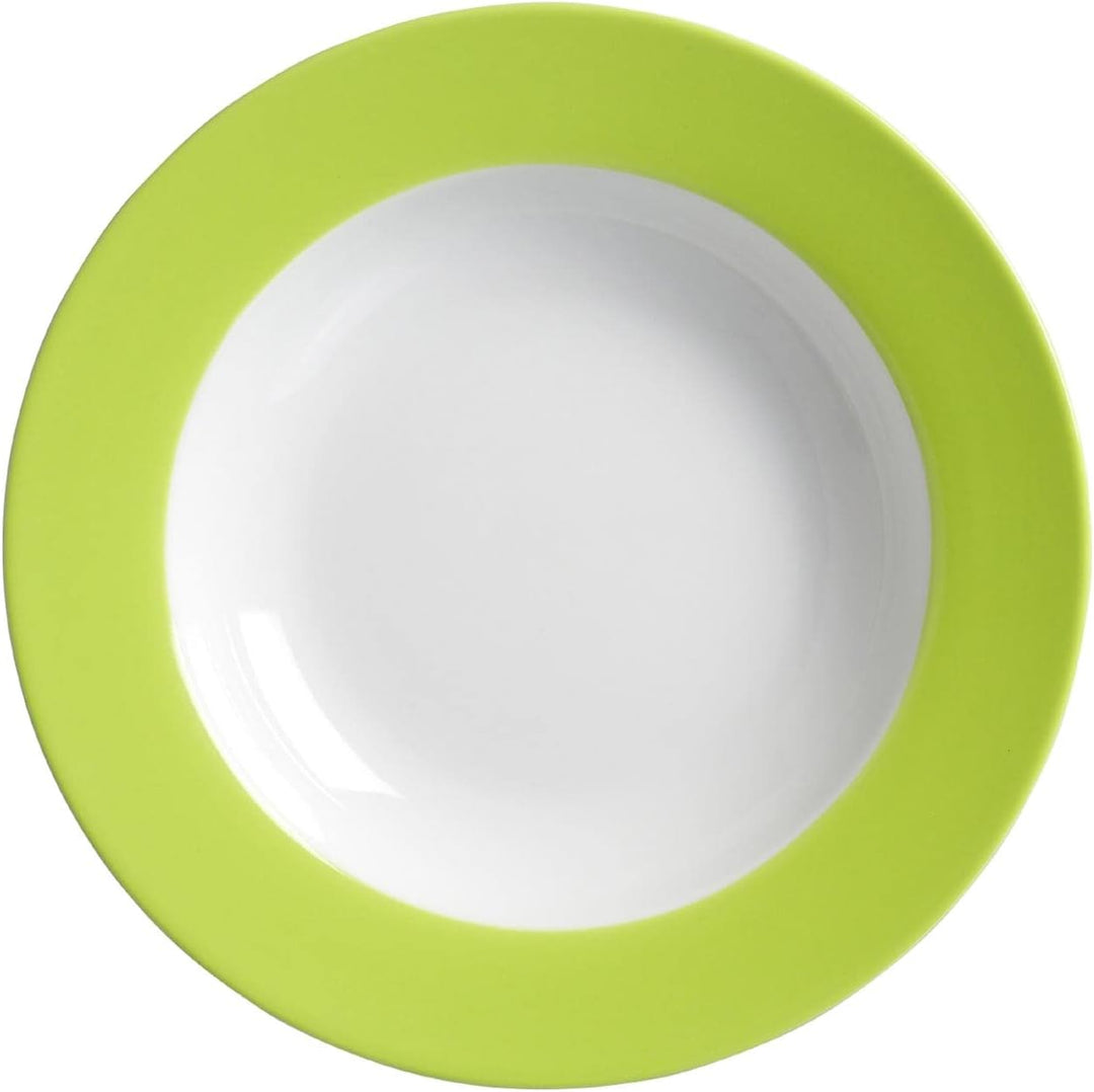 Ritzenhoff & Breker Doppio Suppenteller, 6er Set, Teller tief mit farbigem Rand, Essteller, Porzella