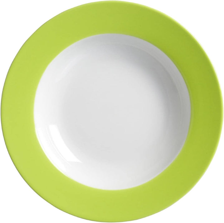 Ritzenhoff & Breker Doppio Suppenteller, 6er Set, Teller tief mit farbigem Rand, Essteller, Porzella