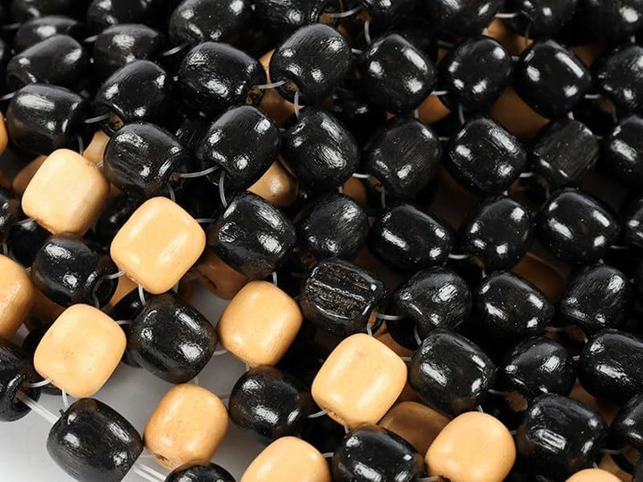 Carmotion Majestätische Holzperlenmatte, Schwarz-Weiss