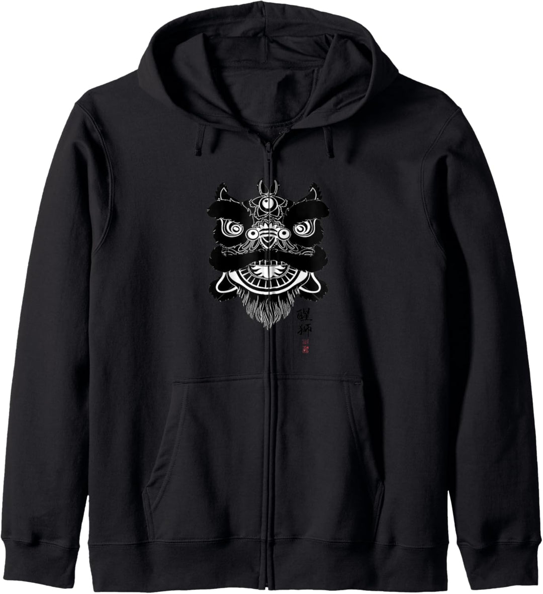 Löwentanz schwarz und weiss Kapuzenjacke