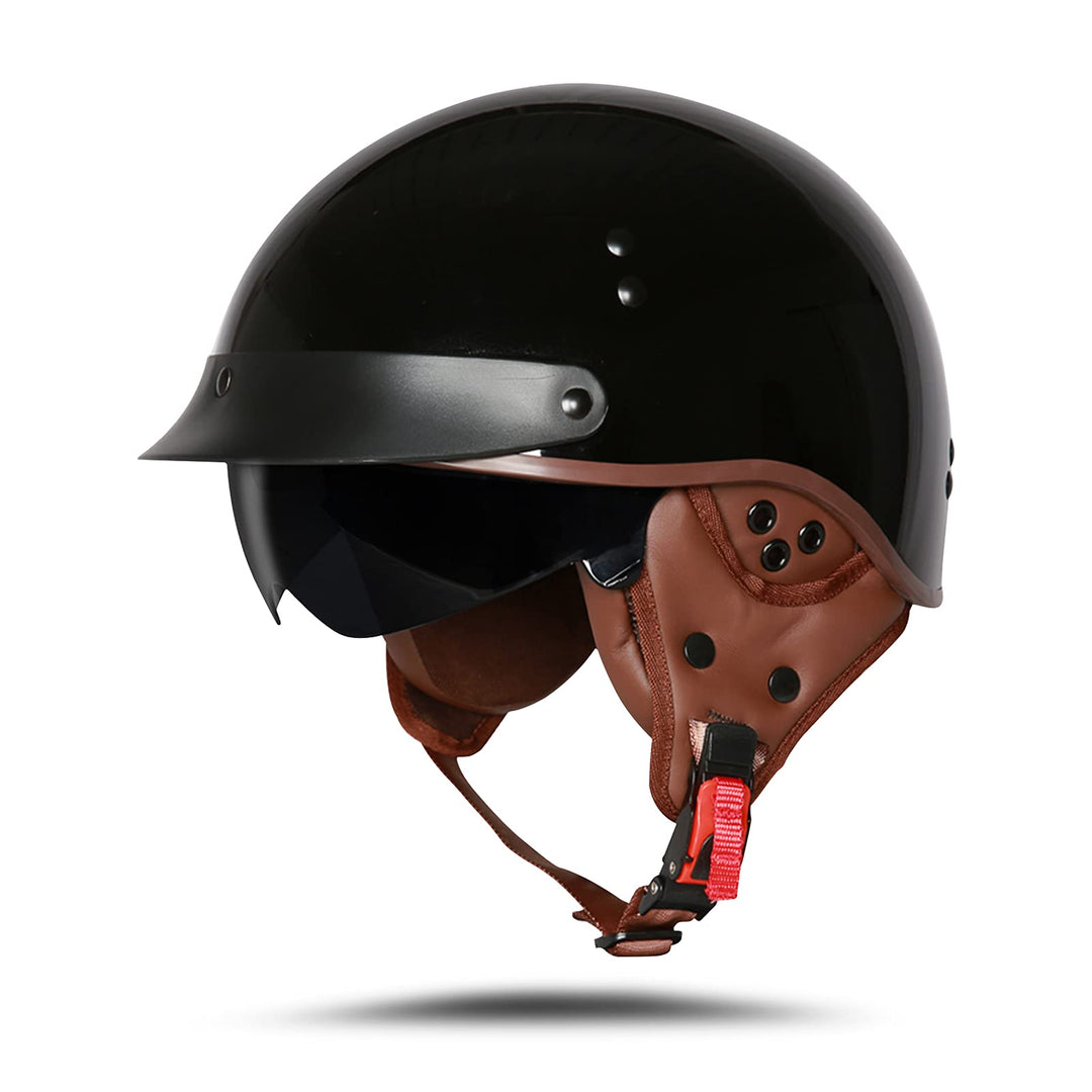 BOSERMEM Motorradhelm Mit Schutzbrille DOT/ECE-Zugelassen, Jethelm Roller-Helm Scooter-Helm Moped Mo