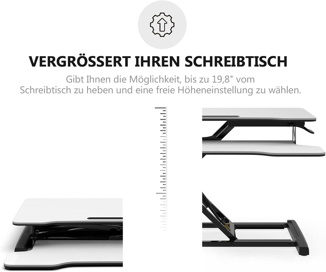 FITUEYES Höhenverstellbar Schreibtischaufsatz Büro Sitz Steh Computertisch 92 x 40 cm Stehpult mit T