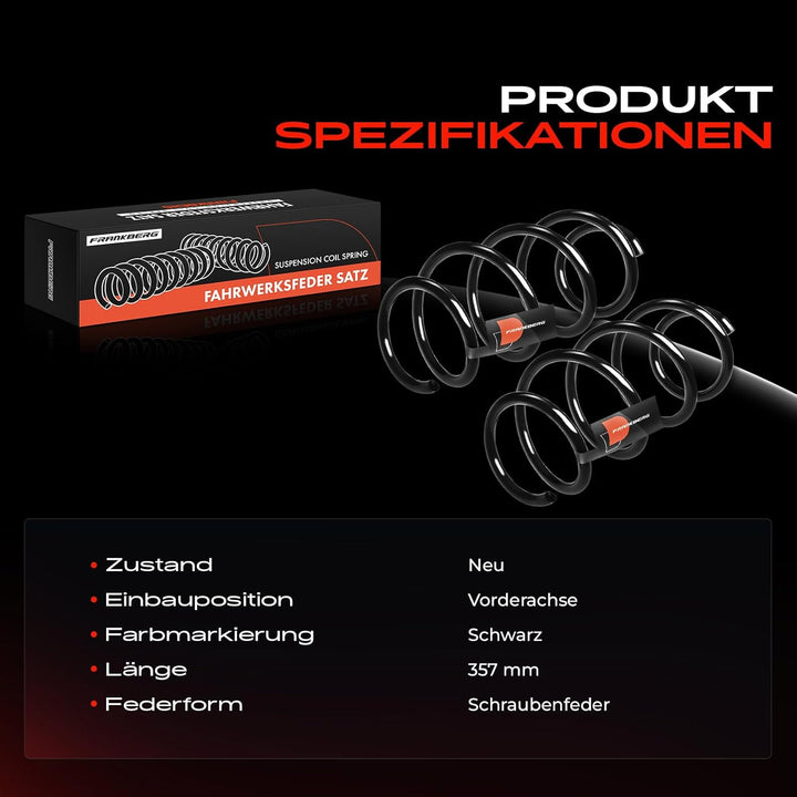 Frankberg 2x Federn Fahrwerksfeder Vorderachse Kompatibel mit W204 C250 C320 2007-2014 T-Model S204
