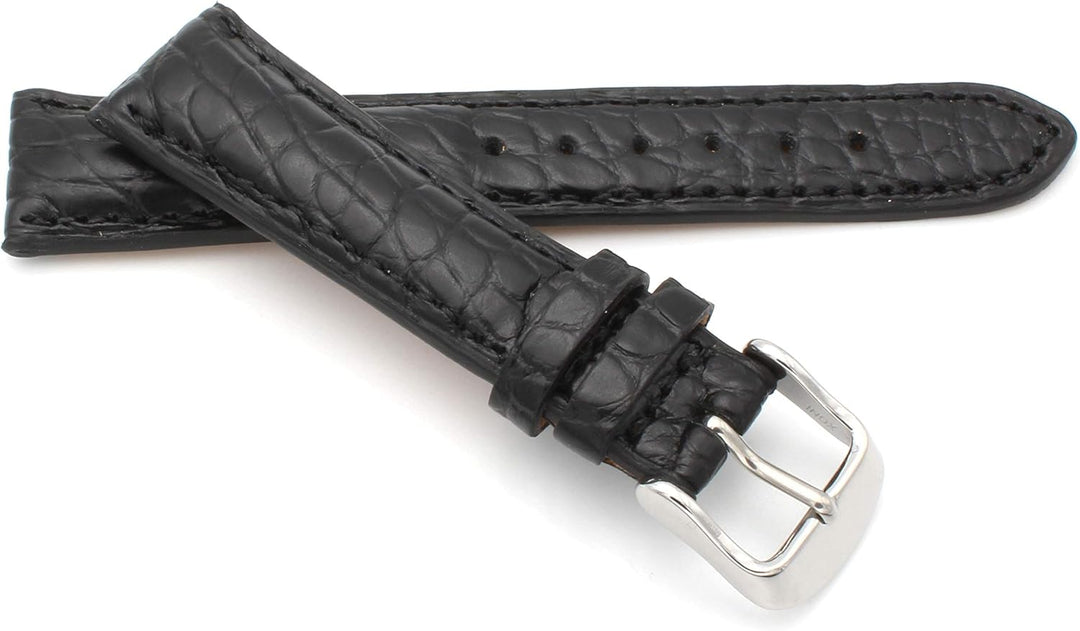18mm XS Damenlänge Echt Alligator Vintage hangemacht in Deutschland Uhrenarmband in Schwarz