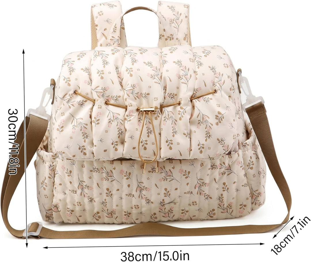 Geblümte Wickeltasche, geblümter Wickelrucksack, Tasche mit mehreren Taschen für Mütter, stilvoller
