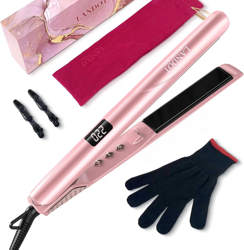 LANDOT Glätteisen Locken und Glätten Haarglätter Lockenstab 2 in 1: Hair Straightener für Locken und