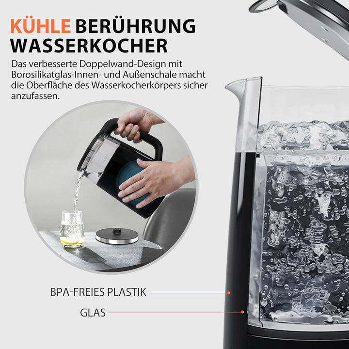 Taylor Swoden Wasserkocher 1,7 L mit Temperatureinstellung, Smart LED Digital Temperaturanzeige 40-1