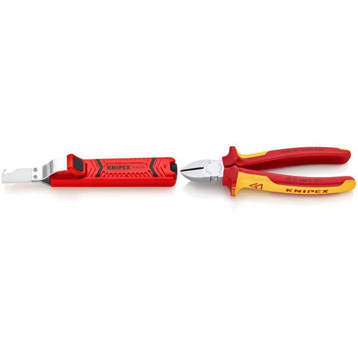 Knipex Abmantelungswerkzeug mit Schleppklinge schlagfestes Kunststoffgehäuse 165 mm 16 20 165 SB &amp; S