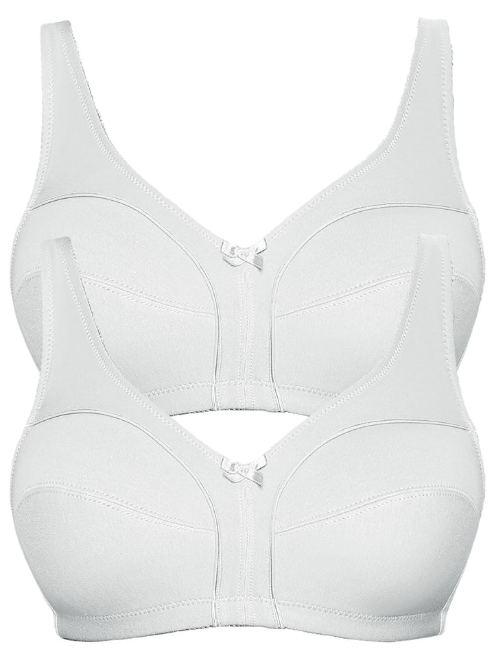 VIANIA! 2er Pack Baumwoll Soft BH Basic 105452 75B Weiss, 75B Weiss