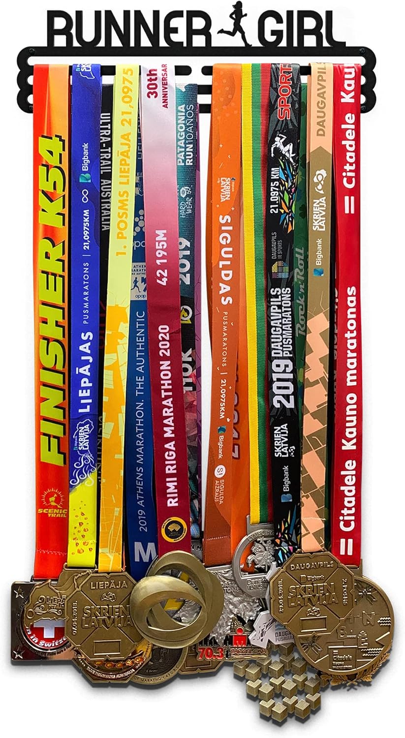 United Medals Runner Girl Medaillenhalter Edelstahl | Medaillen Aufhänger | Medal Hanger Holder Disp