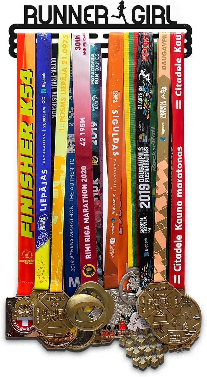 United Medals Runner Girl Medaillenhalter Edelstahl | Medaillen Aufhänger | Medal Hanger Holder Disp