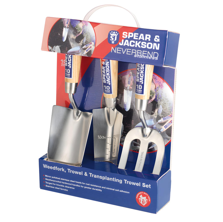 Spear & Jackson 3056GS Neverbend Edelstahl-Geschenk-Set, 3-teilig Neverbend Edelstahl-Set, Neverbend
