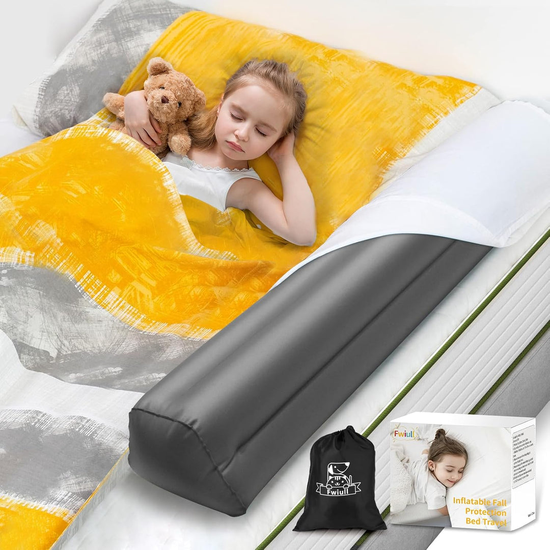 Fwiull Aufblasbarer Rausfallschutz Kinder Bett Reise(130cm),Sicherheitsgeländer für Kinder,Reise Rau