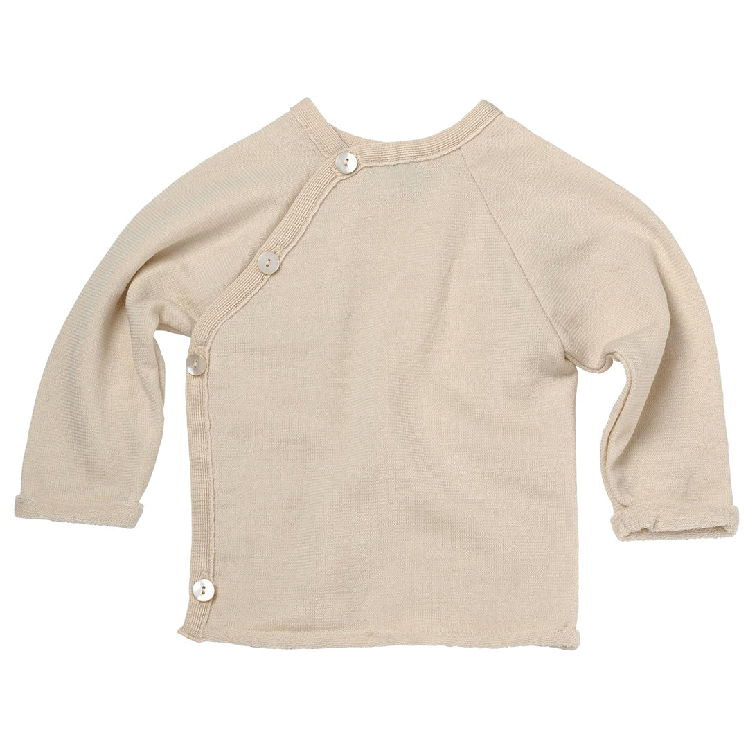 Reiff JaPu Wolle/Seide Schlüttli Wickelpullover Jacke Uni kbT KBA Gr. 50-92 62-68 Natürlich, 62-68 N