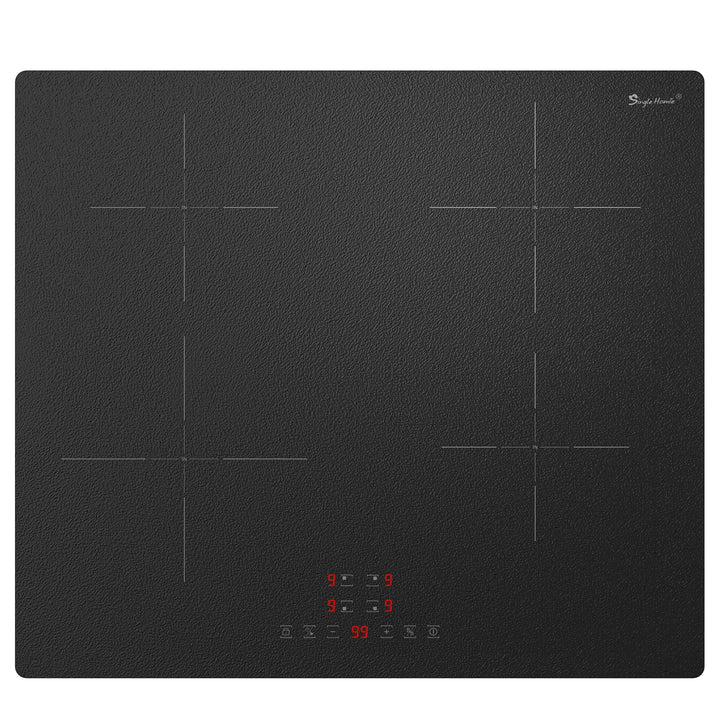 Induktionskochfeld 60 cm Einbau, Induktionskochfeld mit Mattiertes Glas, Boost-Funktion, 9 Leistungs