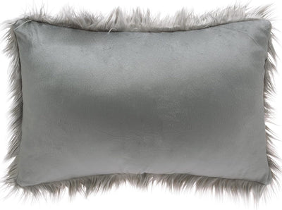 CelinaTex Cuddly Dekokissen 40 x 60 cm grau Langhaar Zierkissen dekoratives Fellimitat Nicki Sofakis