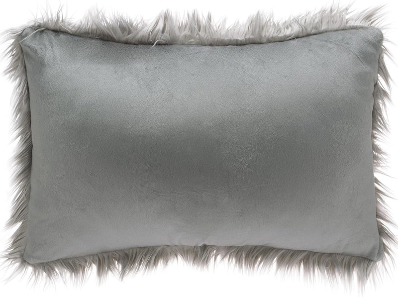CelinaTex Cuddly Dekokissen 40 x 60 cm grau Langhaar Zierkissen dekoratives Fellimitat Nicki Sofakis