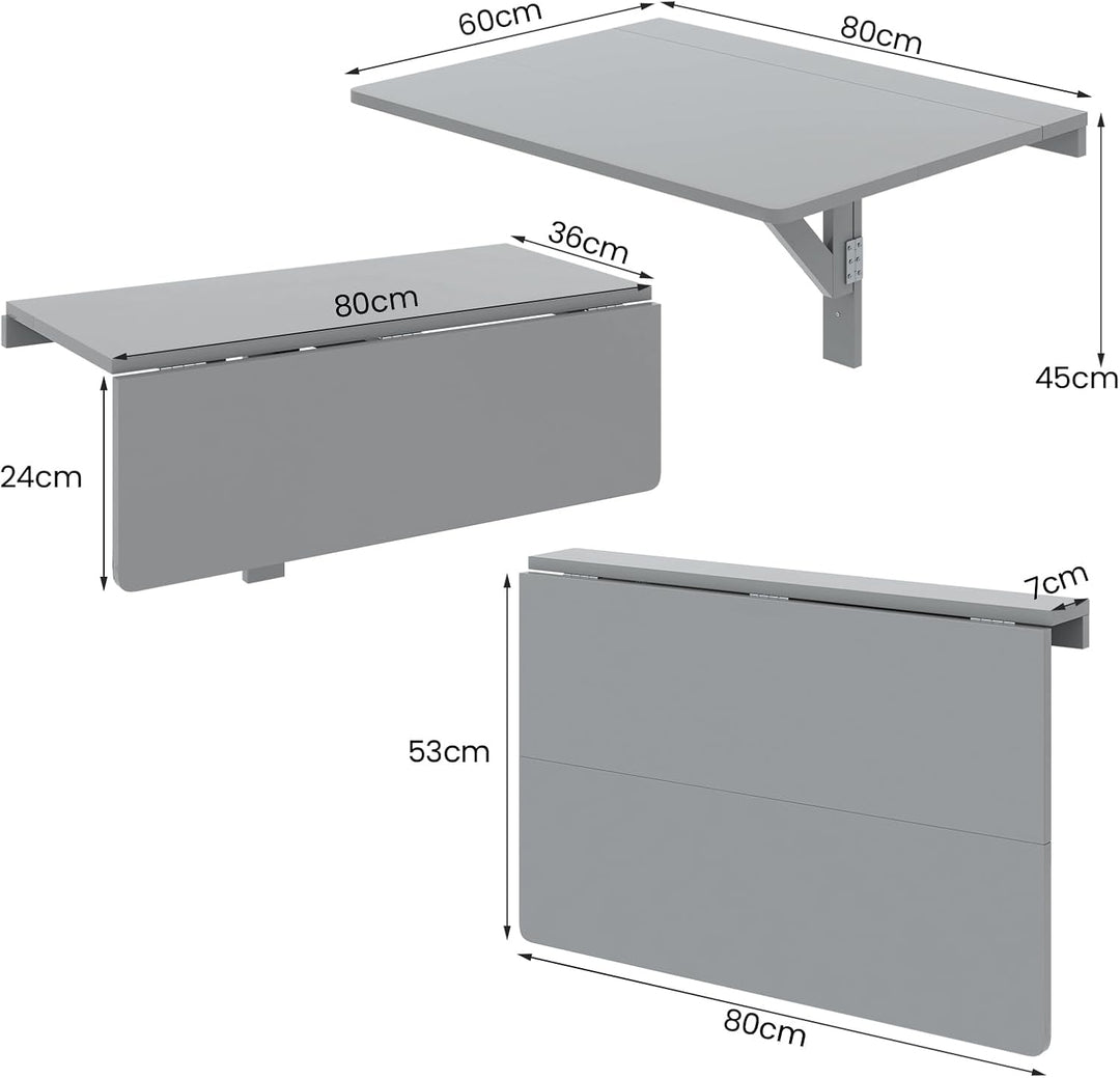 LIFEZEAL Wandklapptisch, Wandtisch aus Holz, Schwimmender Schreibtisch mit grosser Tischplatte, Lapt