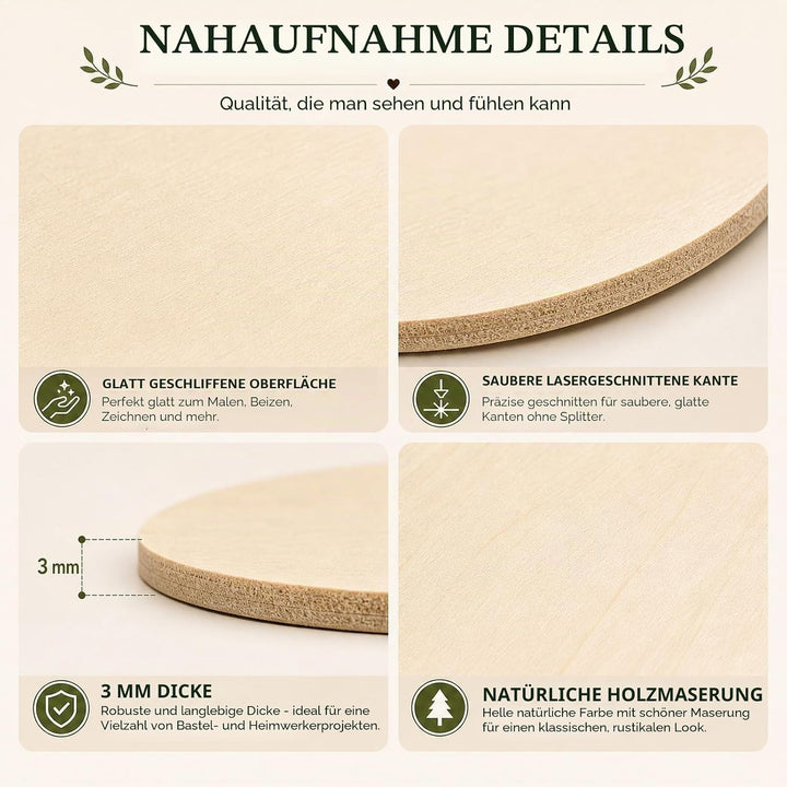 STARVAST 50 Stücke Runde Naturholzscheiben, holzscheiben 15 cm /6 Zoll durchmesser, Unvollendete Run