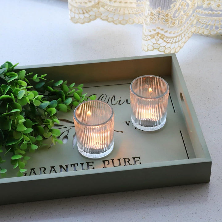Vohocandle Klare Teelichthalter Glas mit 12, Teelichtgläser Vintage als Hochzeitsgeschenk, Transpare