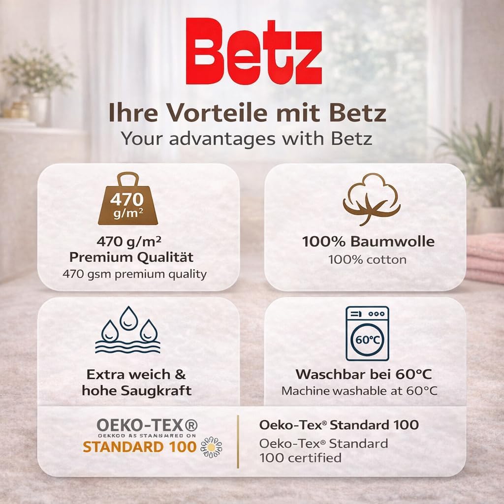 Betz 4-TLG. Handtuch-Set Premium 100% Baumwolle 2 Duschtücher 2 Handtücher Farbe Altrosa, Altrosa