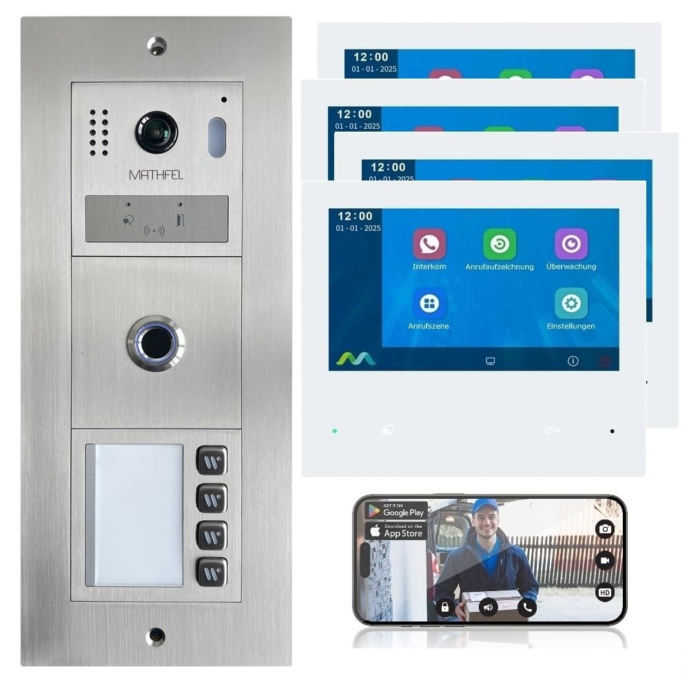 Mathfel 2-Draht-Bus Video-Türsprechanlage – Modulares Komplettsystem mit Innenmonitor(en), WLAN opti